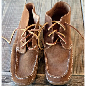 Timberland Womens Ankle Chukka Boots 6M Tan Halona Retired Suede Leather Moc Toe